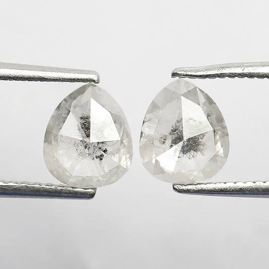 6.9 MM Pair Of 1.68 CT Translucent White Color Pear Shape Salt and Pepper Diamond Ideal For Making Fancy Stud Earrings