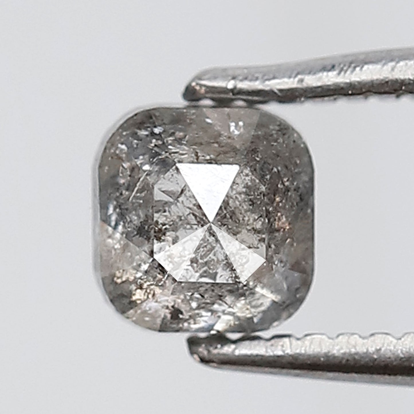 0.57 Ct Cushion Shape Natural Loose Diamond 4.50 MM Grey Black Color Salt and Pepper Diamond