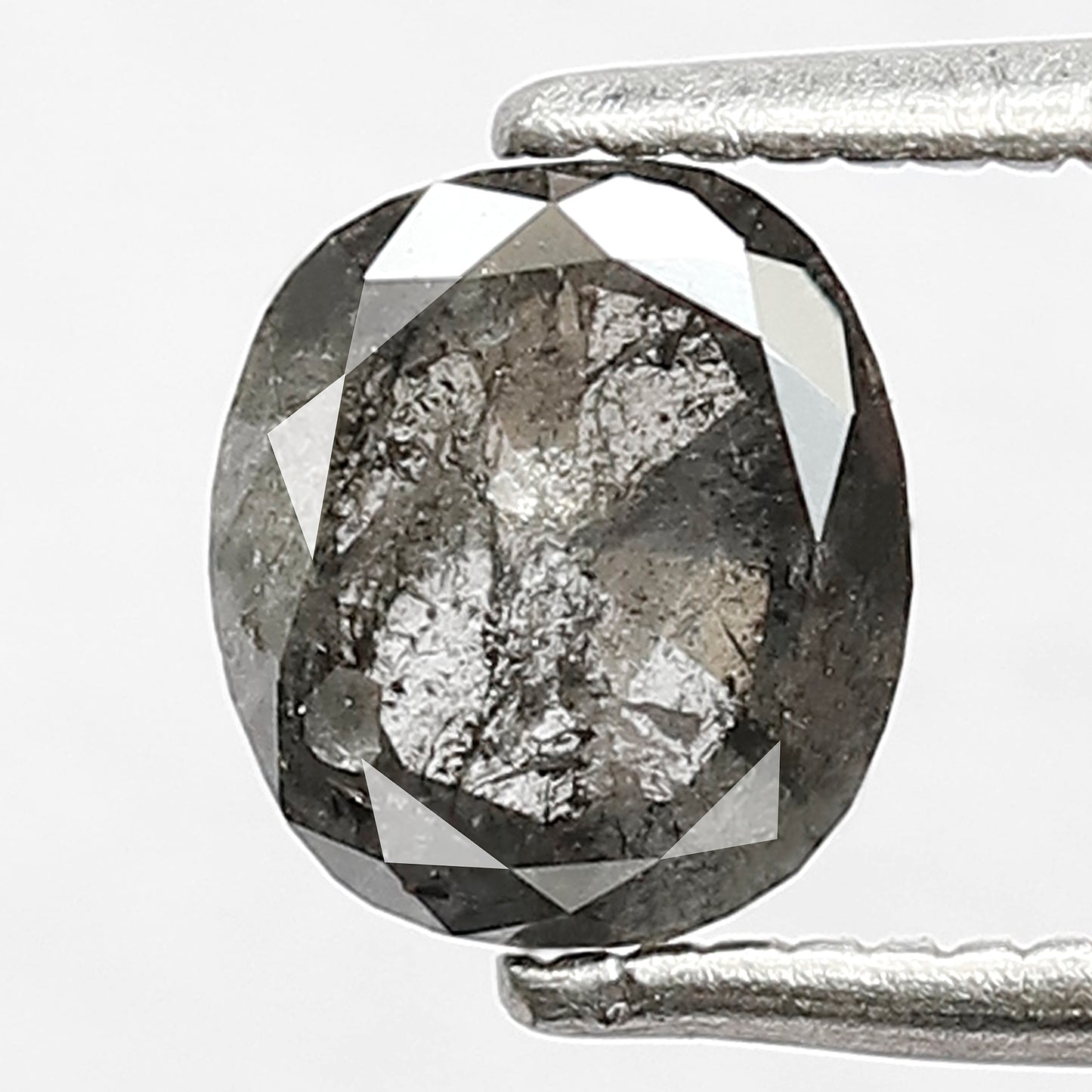 0.90 CT Oval shape Natural loose Grey Black color 6 MM Salt and pepper Diamond