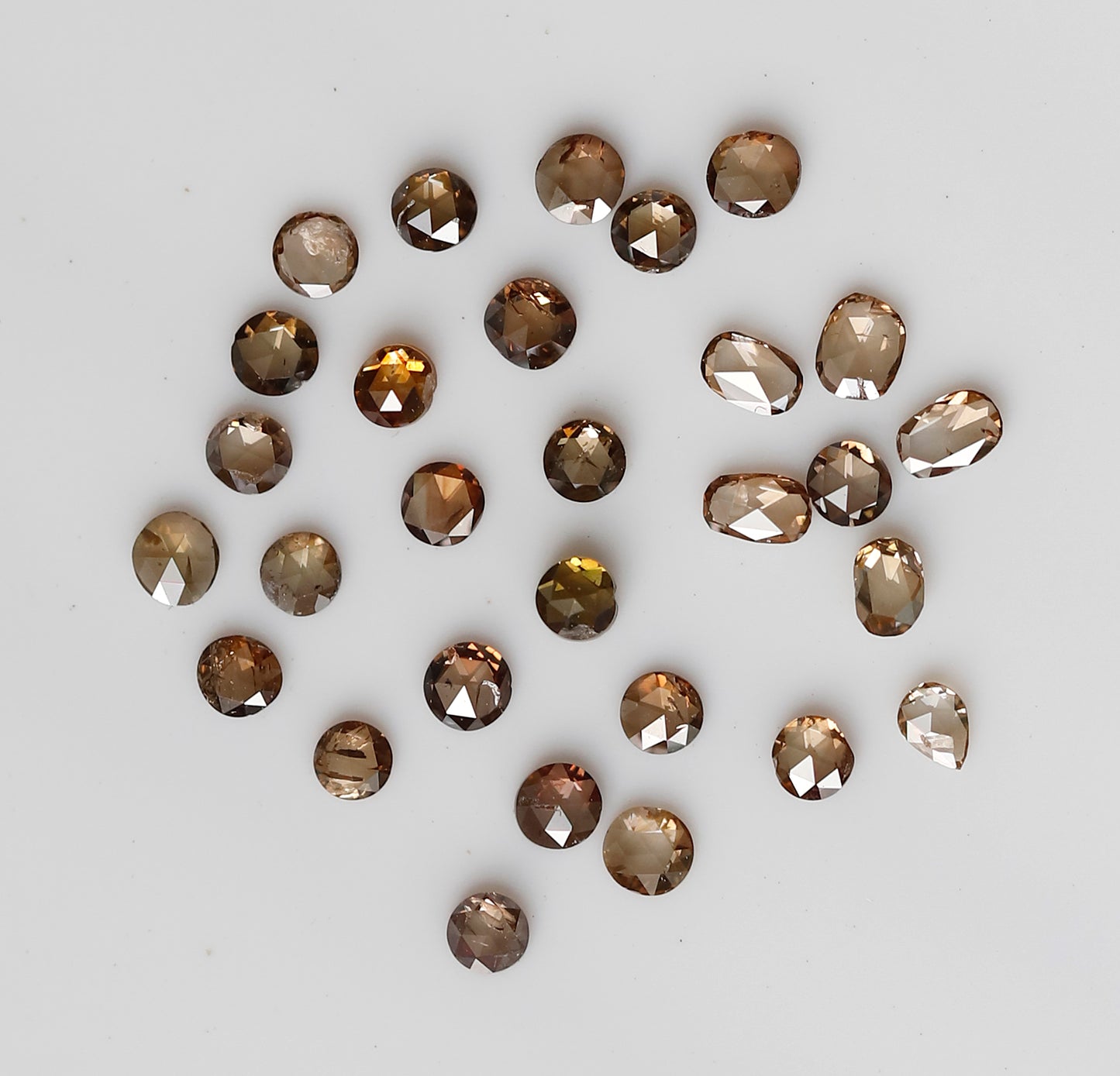 0.87 Ct Mix Shape Rose Cut Diamond Lot, 29 Pcs Champagne VS-SI Natural Melee Diamonds for Jewelry