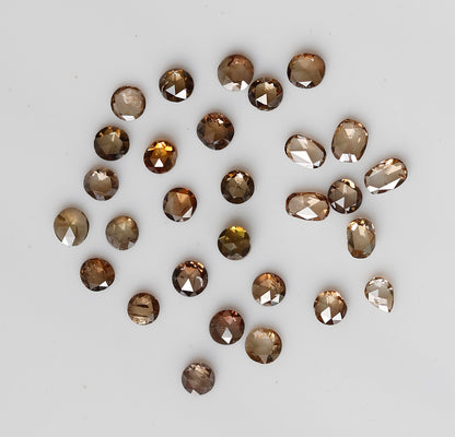 0.87 Ct Mix Shape Rose Cut Diamond Lot, 29 Pcs Champagne VS-SI Natural Melee Diamonds for Jewelry