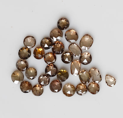 0.87 Ct Mix Shape Rose Cut Diamond Lot, 29 Pcs Champagne VS-SI Natural Melee Diamonds for Jewelry