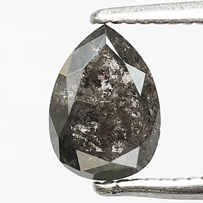 0.75 CT Pear shape Natural loose Grey Black color 7 MM Salt and pepper Diamond