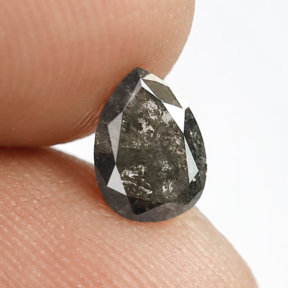 0.75 CT Pear shape Natural loose Grey Black color 7 MM Salt and pepper Diamond