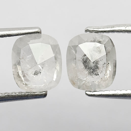 1.75 CT Twin Pair of 6.7 x 5.7 MM Oval Shape Misty White Translucent Loose Conflict Free Salt and Pepper Diamond