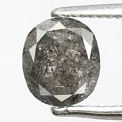 0.91 CT Oval shape Natural loose Grey Black color 6.30 MM salt and pepper diamond