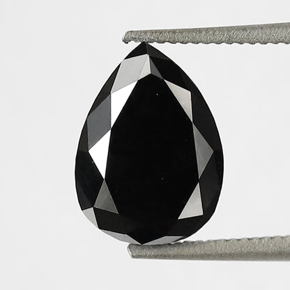 1.77 CT Pear Shape Heated Black Color Diamond 9 mm Pear Cut Diamond For Wedding Ring