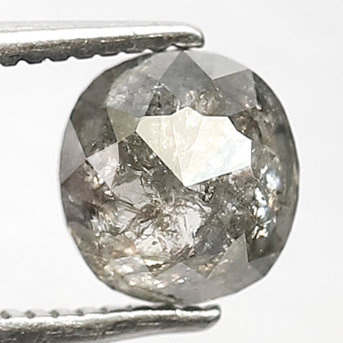 1.39 CT oval shape grey black conflict free Natural loose 6.40 mm salt and pepper diamond