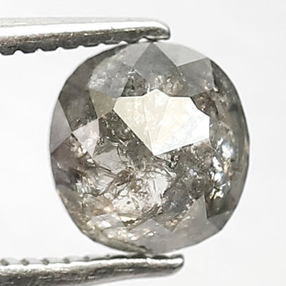 1.39 CT oval shape grey black conflict free Natural loose 6.40 mm salt and pepper diamond