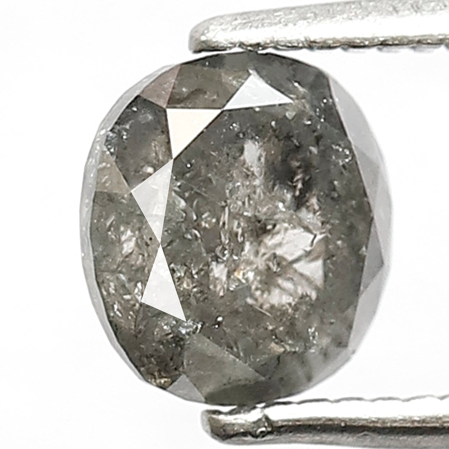 1.39 CT oval shape grey black conflict free Natural loose 6.40 mm salt and pepper diamond
