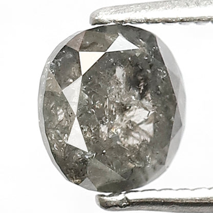 1.39 CT oval shape grey black conflict free Natural loose 6.40 mm salt and pepper diamond
