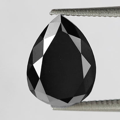 1.77 CT Pear Shape Heated Black Color Diamond 9 mm Pear Cut Diamond For Wedding Ring