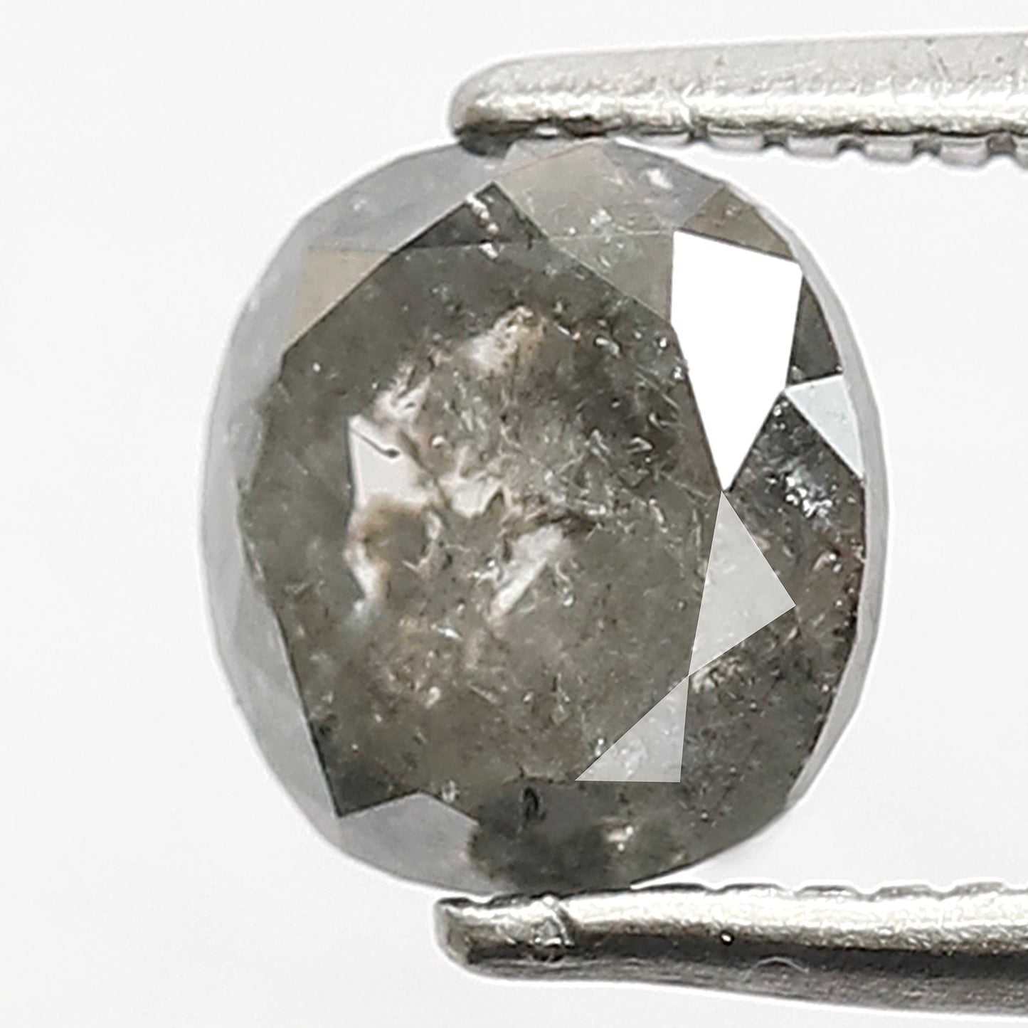 1.39 CT oval shape grey black conflict free Natural loose 6.40 mm salt and pepper diamond