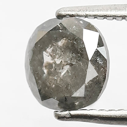 1.39 CT oval shape grey black conflict free Natural loose 6.40 mm salt and pepper diamond