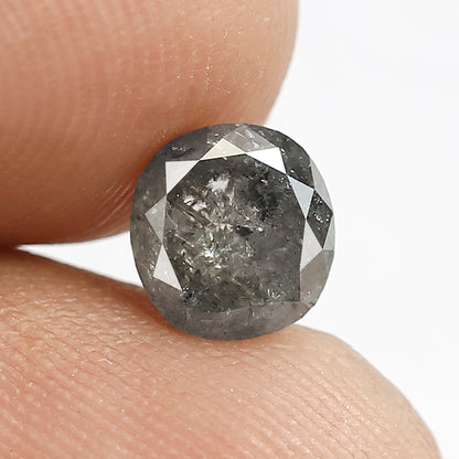 1.39 CT oval shape grey black conflict free Natural loose 6.40 mm salt and pepper diamond