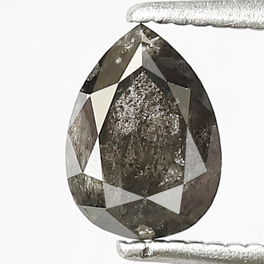 0.90 CT Pear shape Natural loose conflict free grey black color 7.10 MM salt and pepper diamond