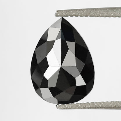 1.77 CT Pear Shape Heated Black Color Diamond 9 mm Pear Cut Diamond For Wedding Ring