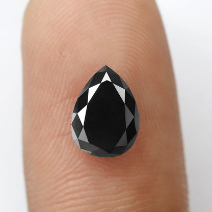 1.77 CT Pear Shape Heated Black Color Diamond 9 mm Pear Cut Diamond For Wedding Ring