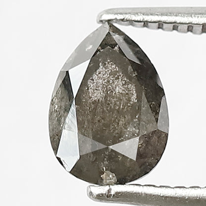 0.90 CT Pear shape Natural loose conflict free grey black color 7.10 MM salt and pepper diamond