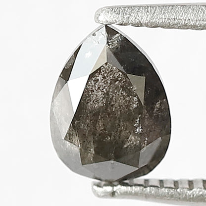 0.90 CT Pear shape Natural loose conflict free grey black color 7.10 MM salt and pepper diamond