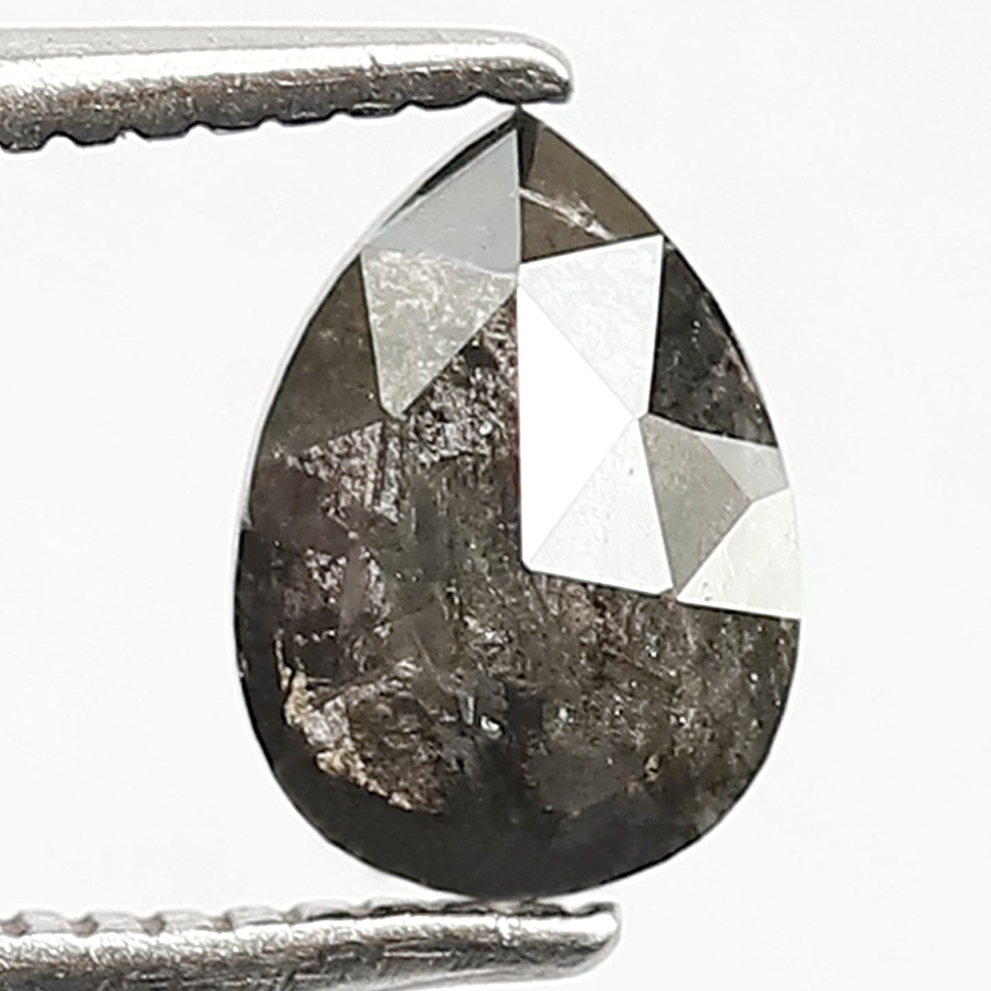 0.90 CT Pear shape Natural loose conflict free grey black color 7.10 MM salt and pepper diamond