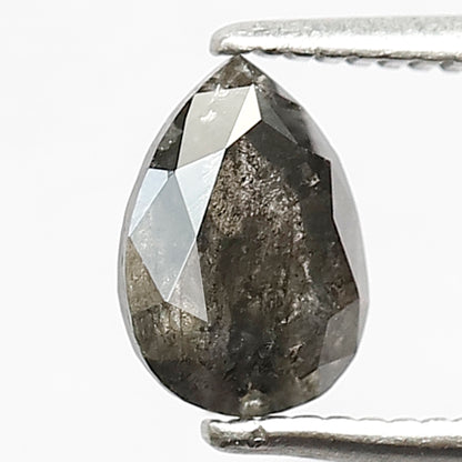 0.90 CT Pear shape Natural loose conflict free grey black color 7.10 MM salt and pepper diamond