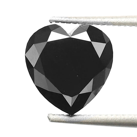1.87 CT Heart Shape loose Diamond 7.80 MM Heated Black Color Heart Shape For Wedding Ring