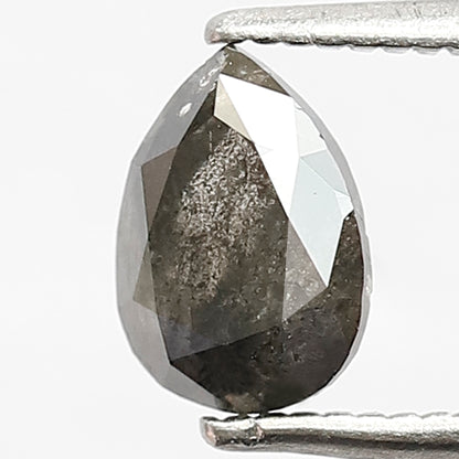 0.90 CT Pear shape Natural loose conflict free grey black color 7.10 MM salt and pepper diamond