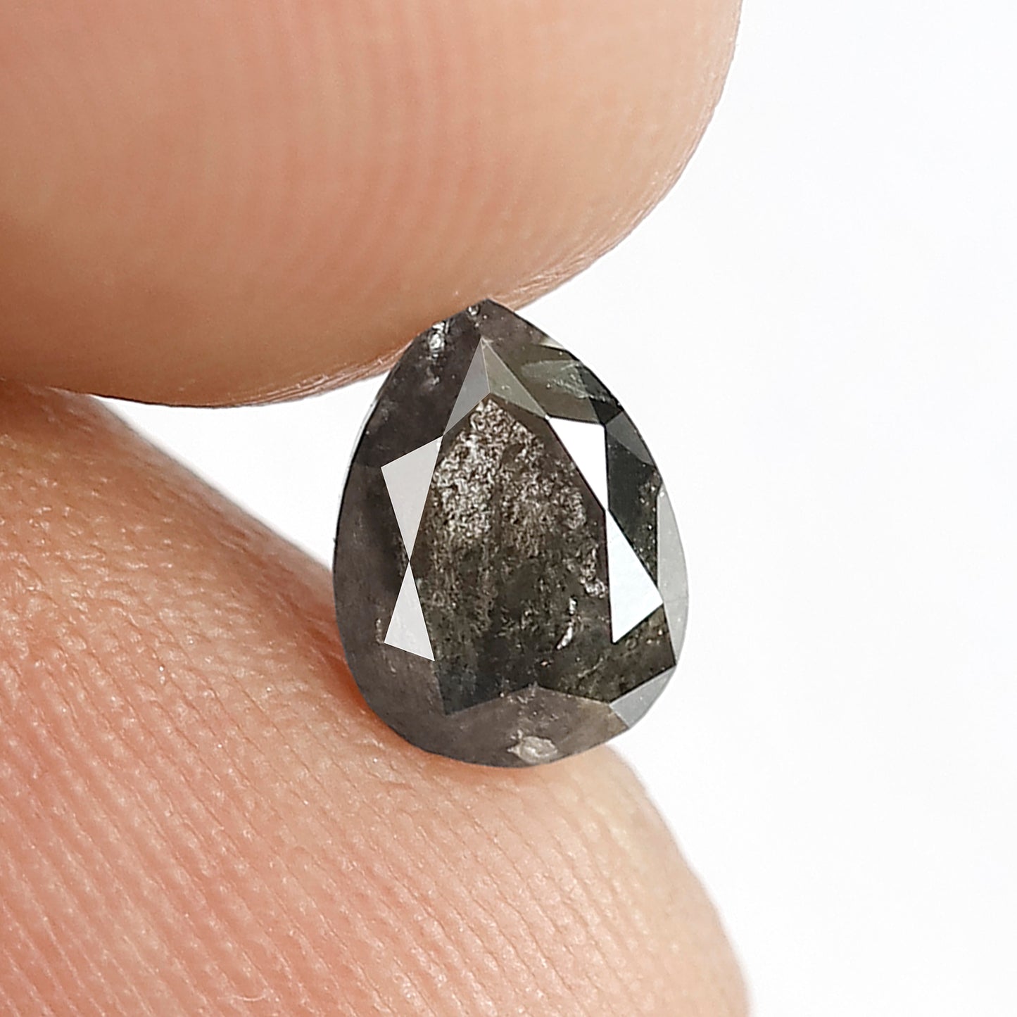 0.90 CT Pear shape Natural loose conflict free grey black color 7.10 MM salt and pepper diamond