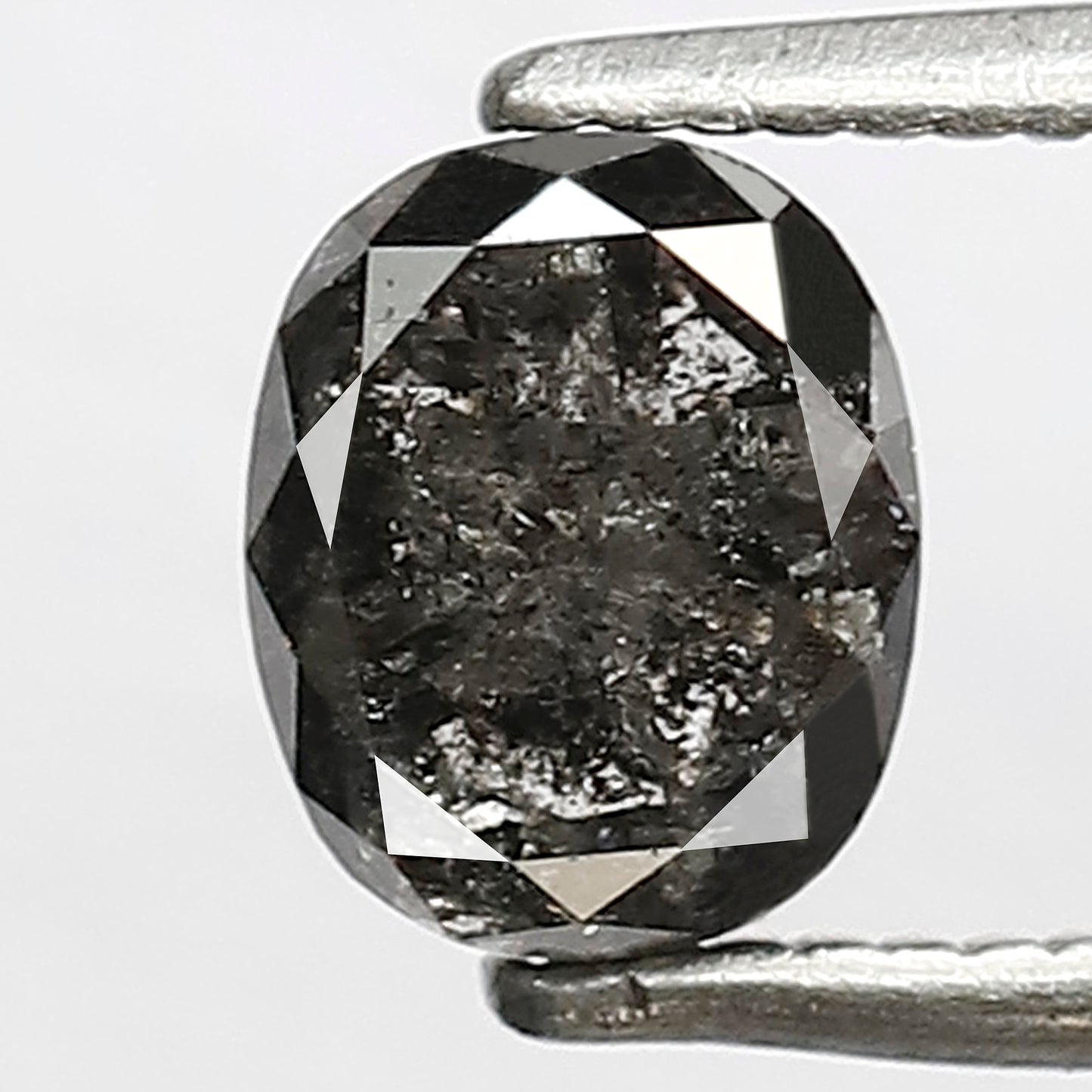 1.12 CT Oval shape Natural loose Grey black color 6.20 MM conflict free salt and pepper diamond