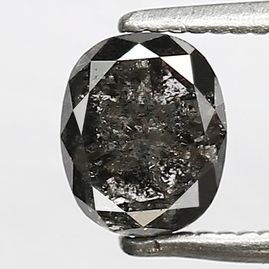 1.12 CT Oval shape Natural loose Grey black color 6.20 MM conflict free salt and pepper diamond