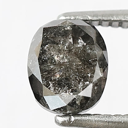 1.12 CT Oval shape Natural loose Grey black color 6.20 MM conflict free salt and pepper diamond