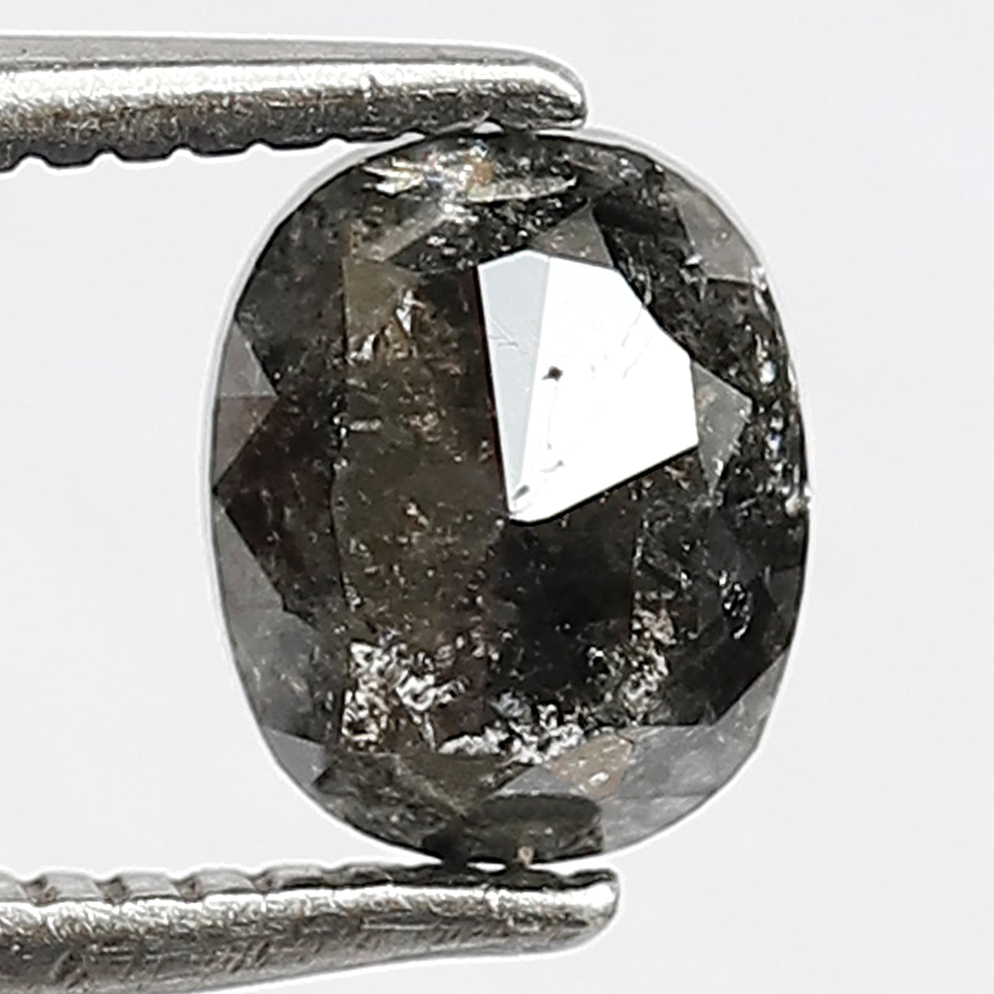 1.12 CT Oval shape Natural loose Grey black color 6.20 MM conflict free salt and pepper diamond
