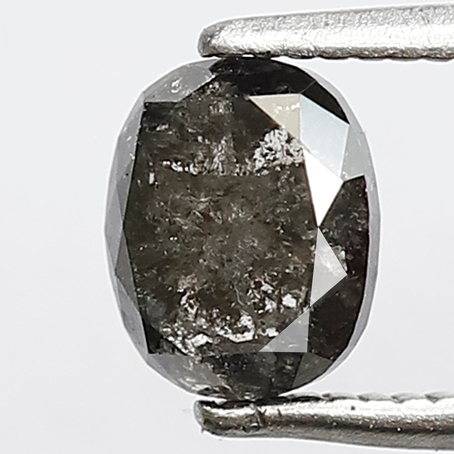 1.12 CT Oval shape Natural loose Grey black color 6.20 MM conflict free salt and pepper diamond