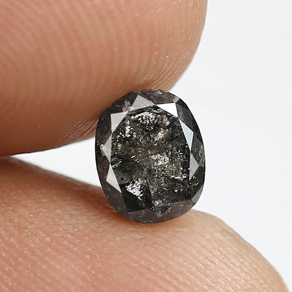 1.12 CT Oval shape Natural loose Grey black color 6.20 MM conflict free salt and pepper diamond