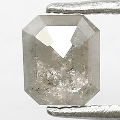 1.00 CT Emerald shape Grey black color Natural loose 5.80 MM salt and pepper diamond