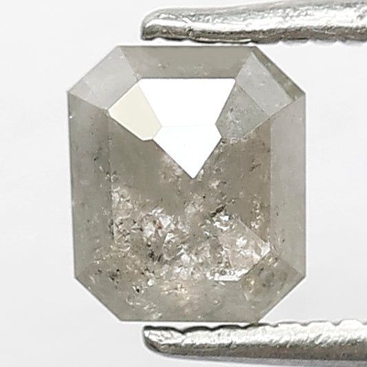 1.00 CT Emerald shape Grey black color Natural loose 5.80 MM salt and pepper diamond