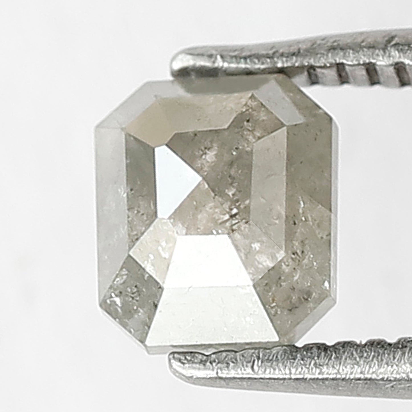 1.00 CT Emerald shape Grey black color Natural loose 5.80 MM salt and pepper diamond