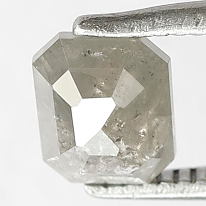 1.00 CT Emerald shape Grey black color Natural loose 5.80 MM salt and pepper diamond