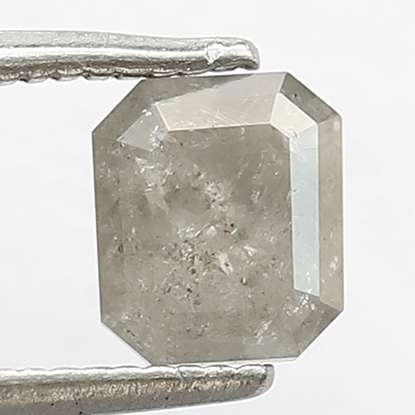 1.00 CT Emerald shape Grey black color Natural loose 5.80 MM salt and pepper diamond
