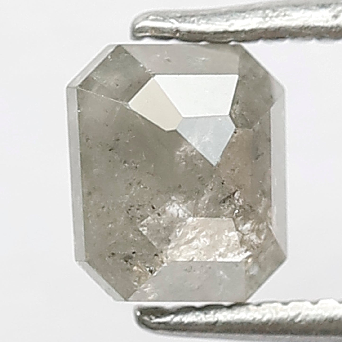 1.00 CT Emerald shape Grey black color Natural loose 5.80 MM salt and pepper diamond