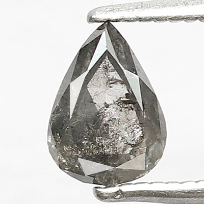 0.65 CT Pear shape conflict free Natural loose grey black color 6.80 MM salt and pepper diamond