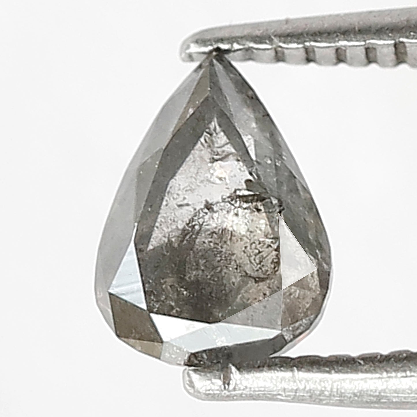 0.65 CT Pear shape conflict free Natural loose grey black color 6.80 MM salt and pepper diamond