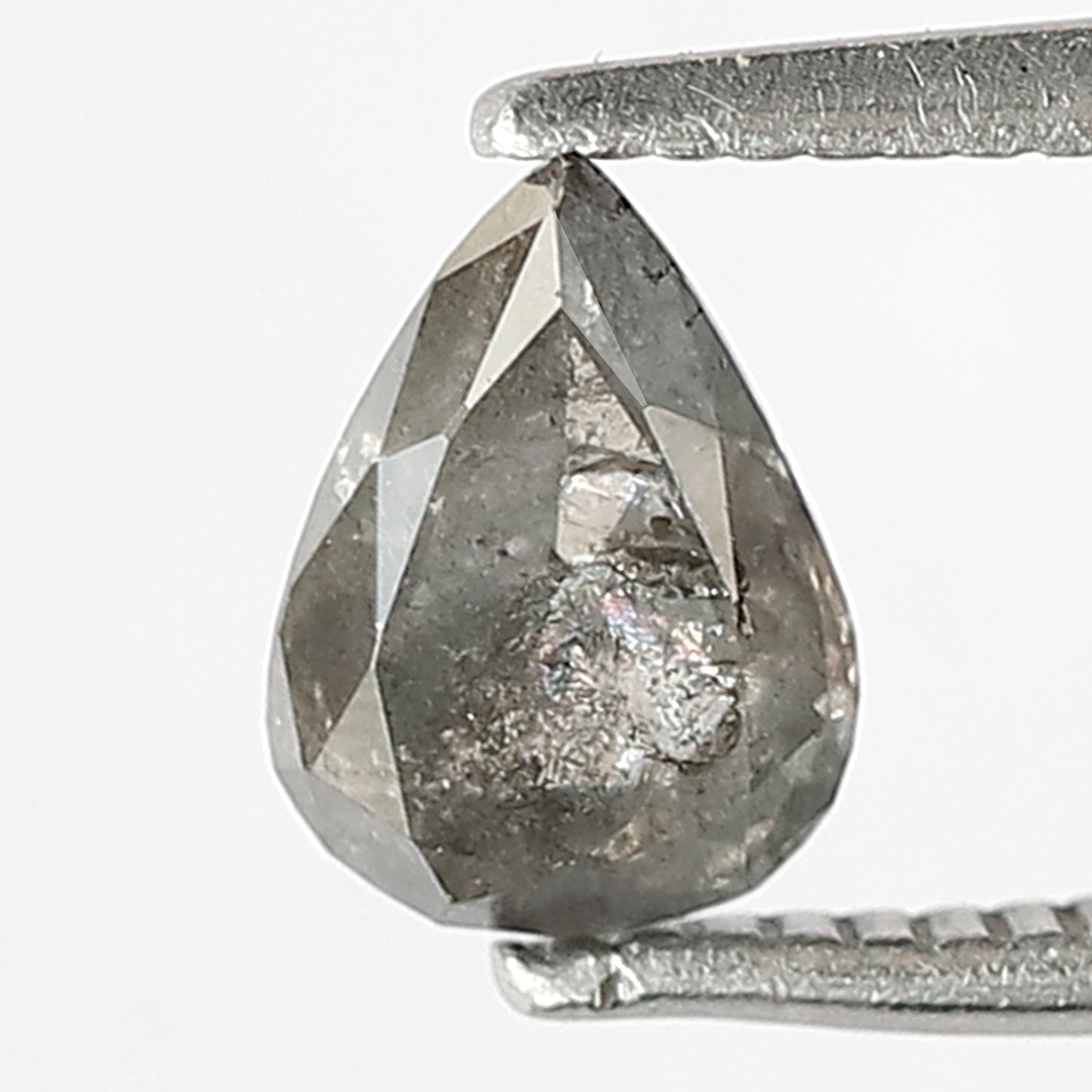 0.65 CT Pear shape conflict free Natural loose grey black color 6.80 MM salt and pepper diamond