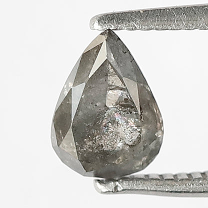 0.65 CT Pear shape conflict free Natural loose grey black color 6.80 MM salt and pepper diamond