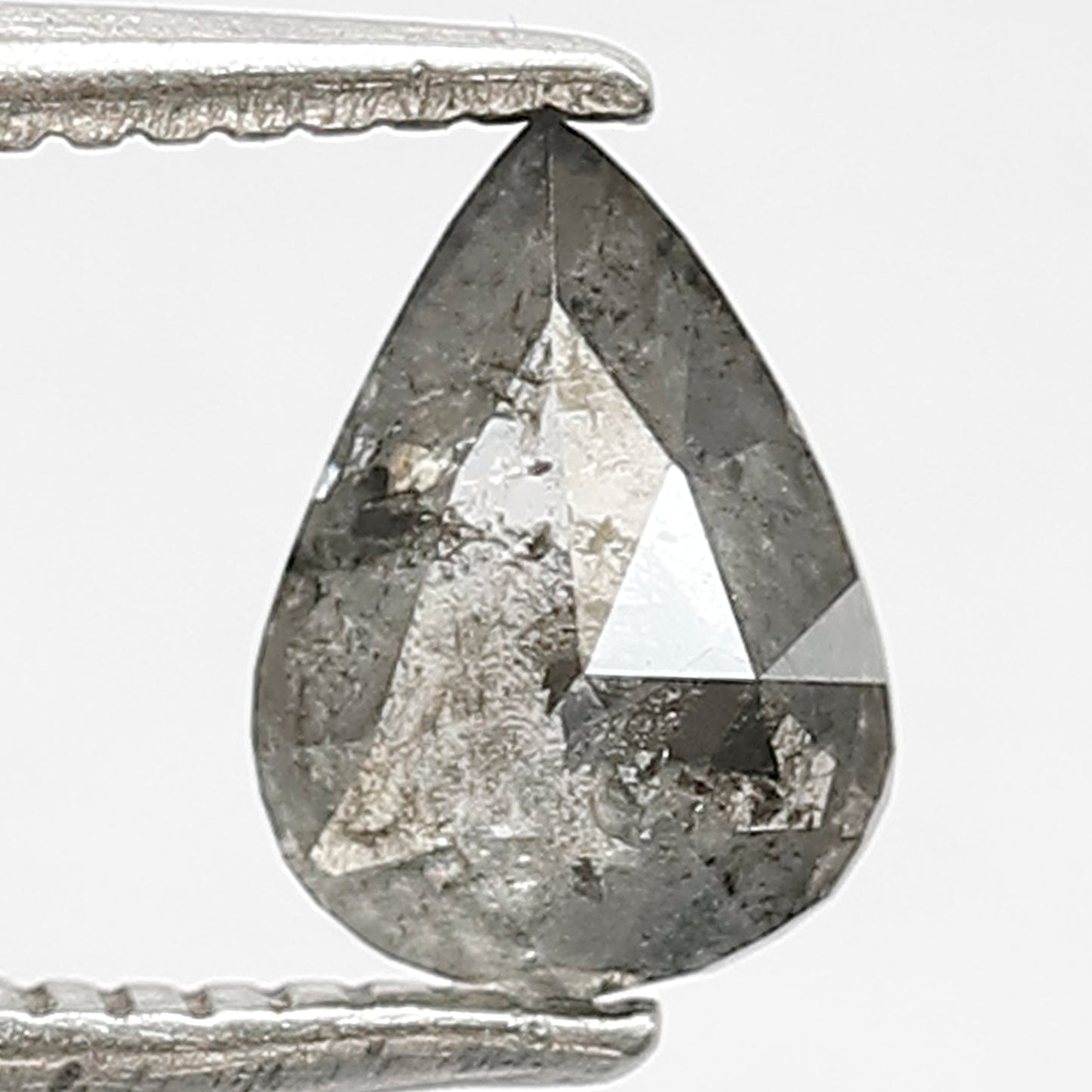 0.65 CT Pear shape conflict free Natural loose grey black color 6.80 MM salt and pepper diamond