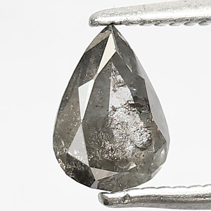 0.65 CT Pear shape conflict free Natural loose grey black color 6.80 MM salt and pepper diamond