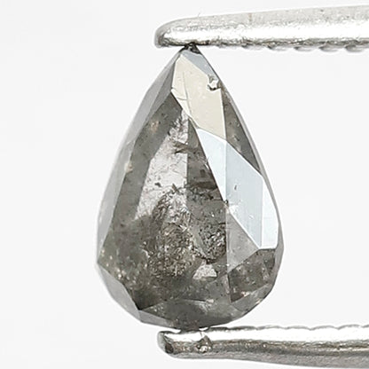 0.65 CT Pear shape conflict free Natural loose grey black color 6.80 MM salt and pepper diamond