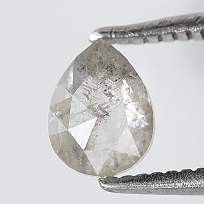 0.54 Ct Pear Shape Salt and Pepper Diamond 6 MM Misty White Color Natural Loose Diamond