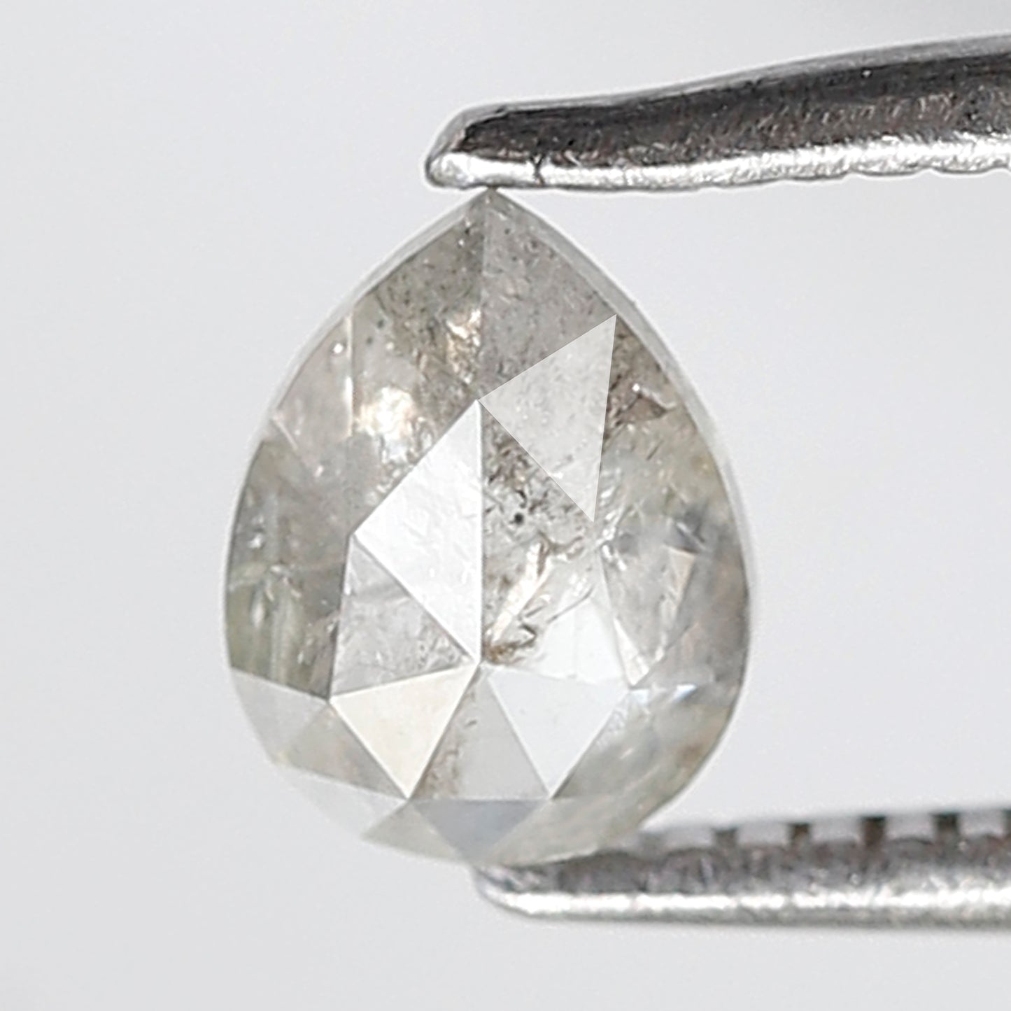 0.54 Ct Pear Shape Salt and Pepper Diamond 6 MM Misty White Color Natural Loose Diamond
